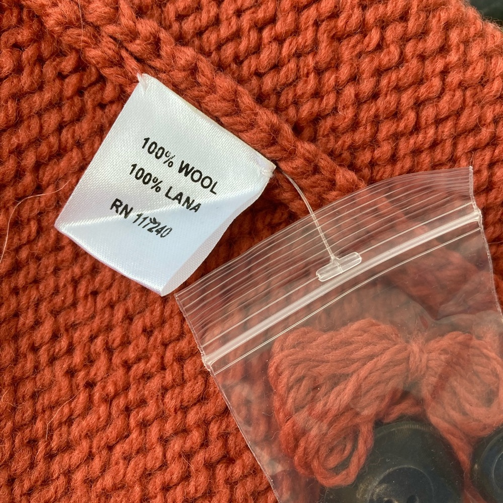 Bolivar Men's Orange Button-Up 100% Wool Sweater NEW - Picture 10 of 10